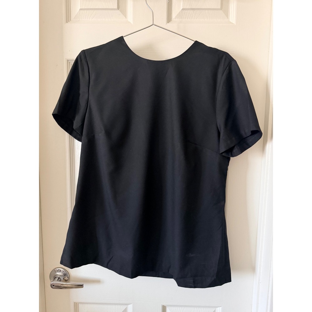 Banana Republic Womens Black Tie Back Short Sleeve Blouse‎ Top NWT Size L